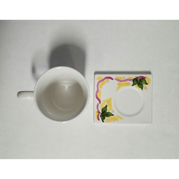 Vintage 1995 Potpourri Designs Message Mug Trivet Box Peaches J. Burns Peeples - Picture 8 of 16